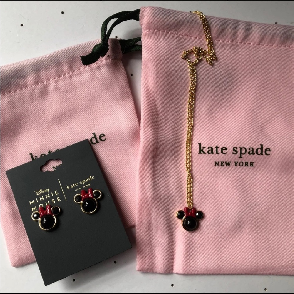 Kate Spade  Minnie Mouse earrings and necklace